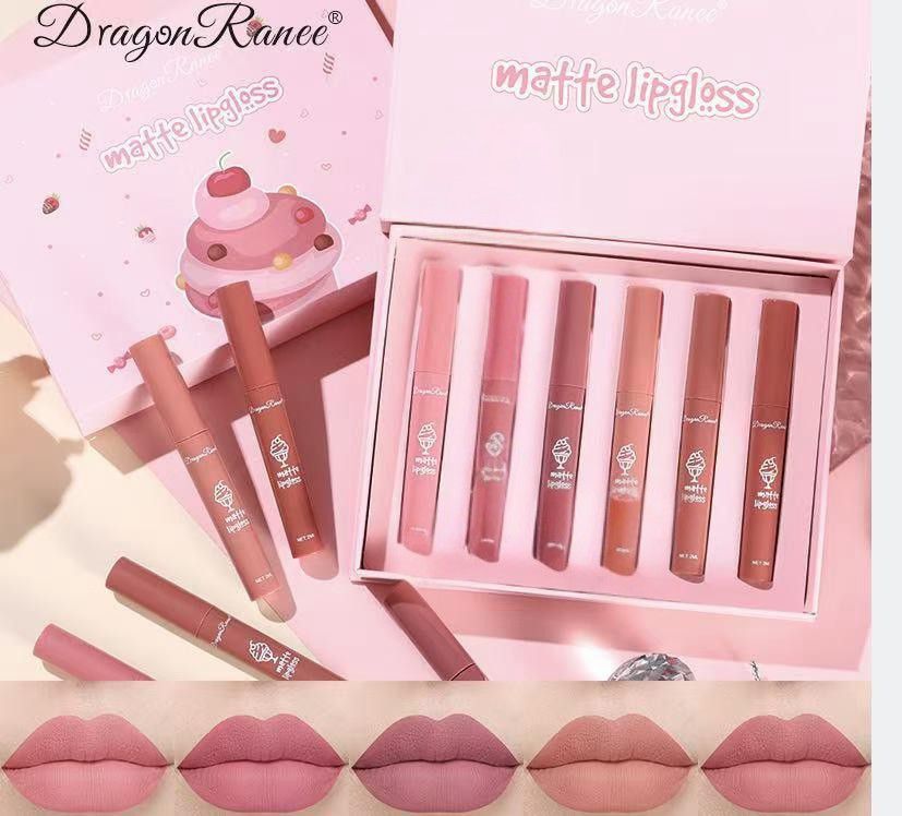 Dragon Ranee 6Pcs Matte Lipgloss Gift Set - Long Lasting Velvet Liquid Lipstick