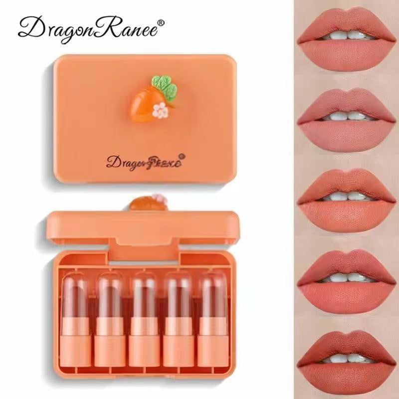 Dragon Ranee 5Pcs Mini Matte Lipstick Set - Carrot Gift Box