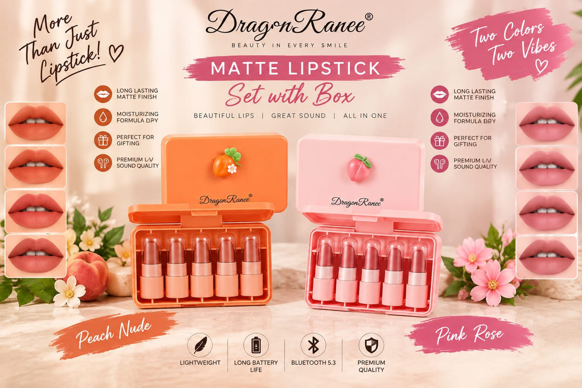 Dragon Ranee 5Pcs Mini Matte Lipstick Set - Carrot Gift Box
